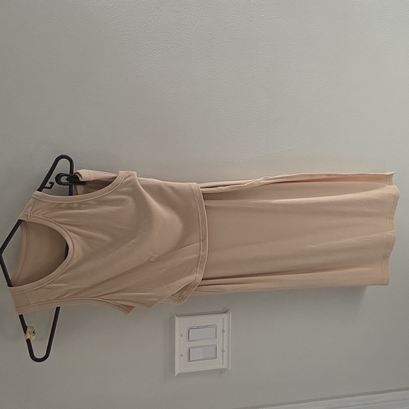 2 piece rib crop tank top slit midi skirt set - Picture 2 of 5